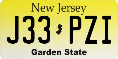 NJ license plate J33PZI