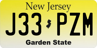 NJ license plate J33PZM