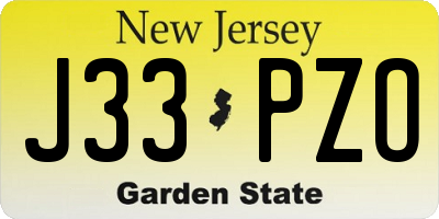 NJ license plate J33PZO