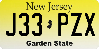 NJ license plate J33PZX