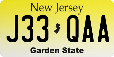 NJ license plate J33QAA