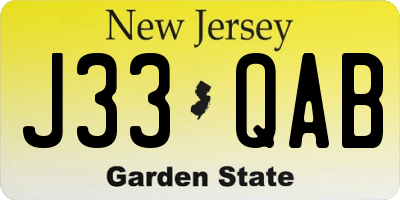 NJ license plate J33QAB