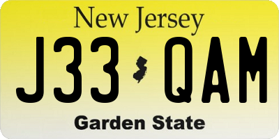 NJ license plate J33QAM