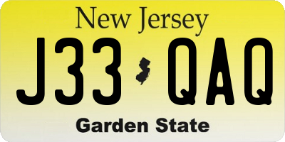 NJ license plate J33QAQ
