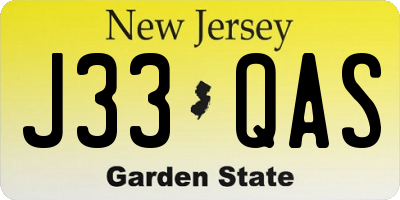 NJ license plate J33QAS