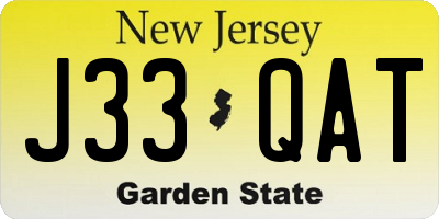 NJ license plate J33QAT