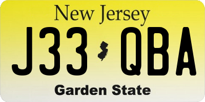 NJ license plate J33QBA