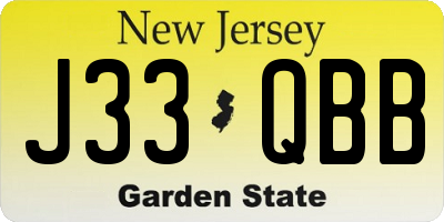 NJ license plate J33QBB