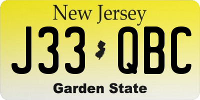 NJ license plate J33QBC