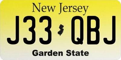 NJ license plate J33QBJ