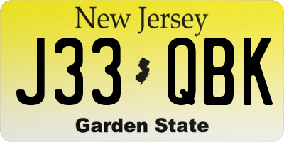 NJ license plate J33QBK