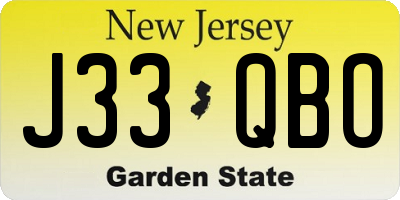 NJ license plate J33QBO
