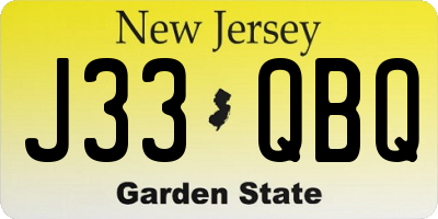 NJ license plate J33QBQ