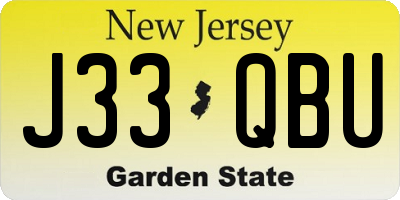 NJ license plate J33QBU