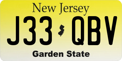NJ license plate J33QBV