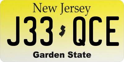 NJ license plate J33QCE