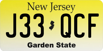 NJ license plate J33QCF