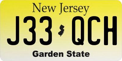 NJ license plate J33QCH