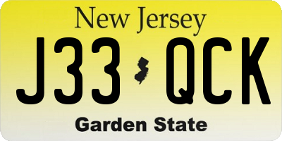 NJ license plate J33QCK