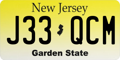 NJ license plate J33QCM