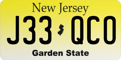 NJ license plate J33QCO