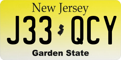 NJ license plate J33QCY