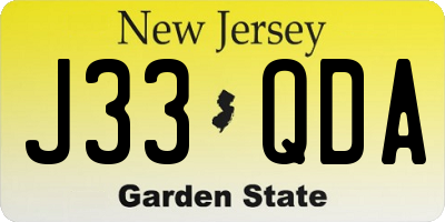 NJ license plate J33QDA