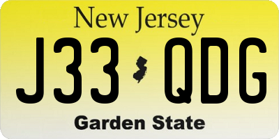 NJ license plate J33QDG