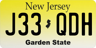 NJ license plate J33QDH