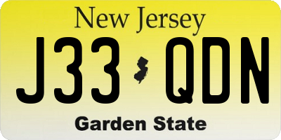 NJ license plate J33QDN