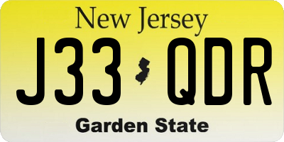 NJ license plate J33QDR