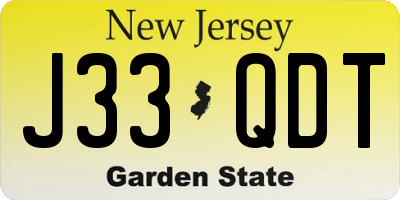 NJ license plate J33QDT