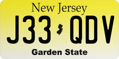 NJ license plate J33QDV