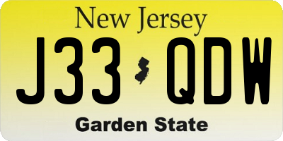 NJ license plate J33QDW