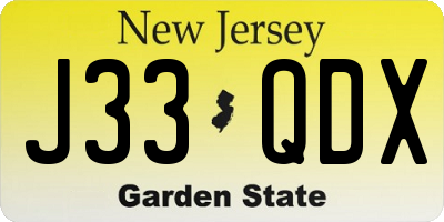 NJ license plate J33QDX
