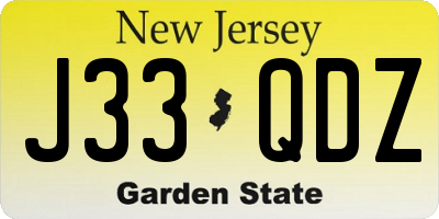 NJ license plate J33QDZ
