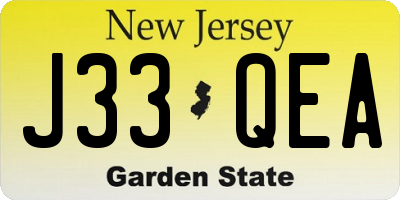 NJ license plate J33QEA