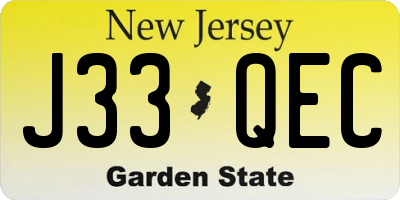 NJ license plate J33QEC