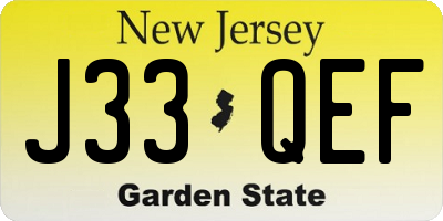NJ license plate J33QEF