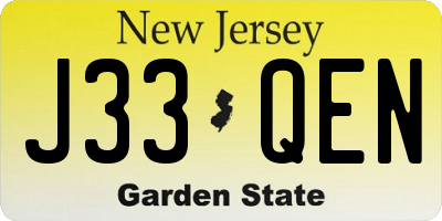 NJ license plate J33QEN