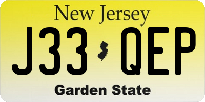 NJ license plate J33QEP