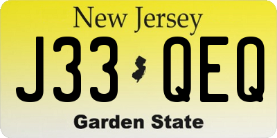 NJ license plate J33QEQ