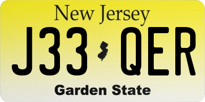 NJ license plate J33QER
