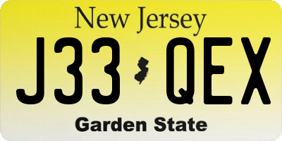 NJ license plate J33QEX