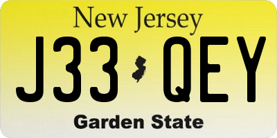 NJ license plate J33QEY