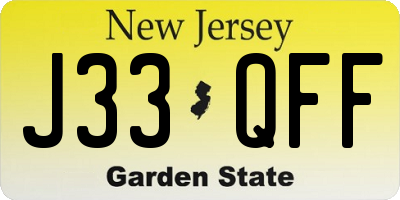 NJ license plate J33QFF