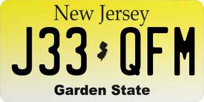 NJ license plate J33QFM