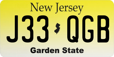 NJ license plate J33QGB