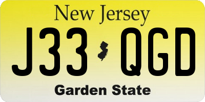 NJ license plate J33QGD