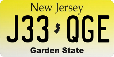 NJ license plate J33QGE